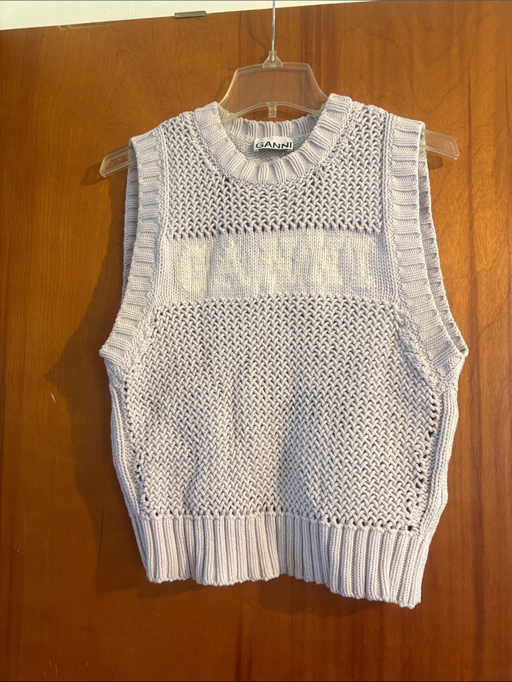 Ganni Light Baby Blue Knit Sweater Vest